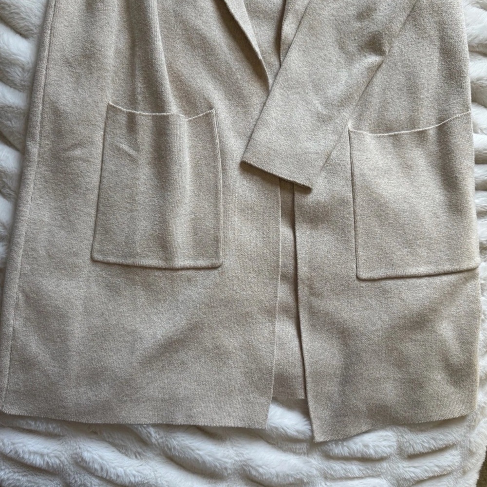 Loft Cardigan Sweater Women Cream Petite XXS Long Sleeve Open Front Pockets Soft - Picture 2 of 4